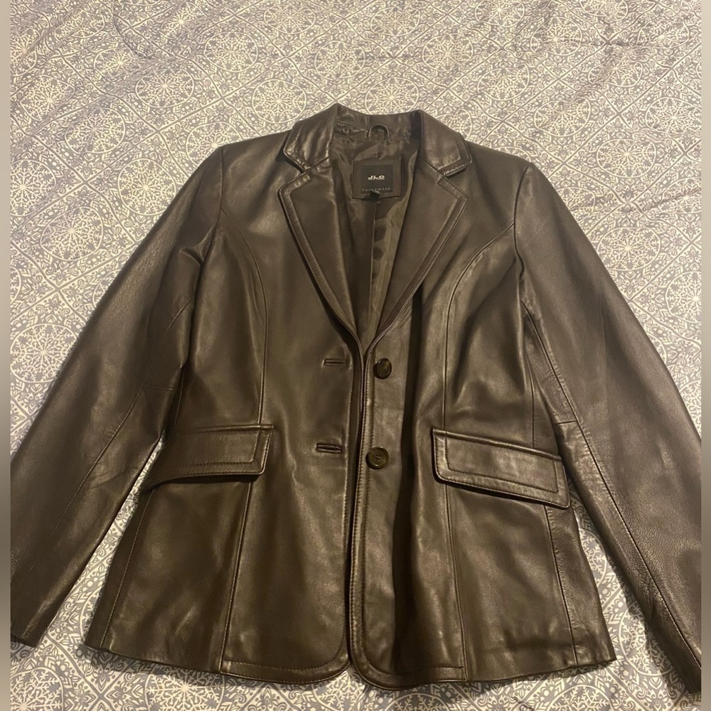 Brown leather JLC New York jacket